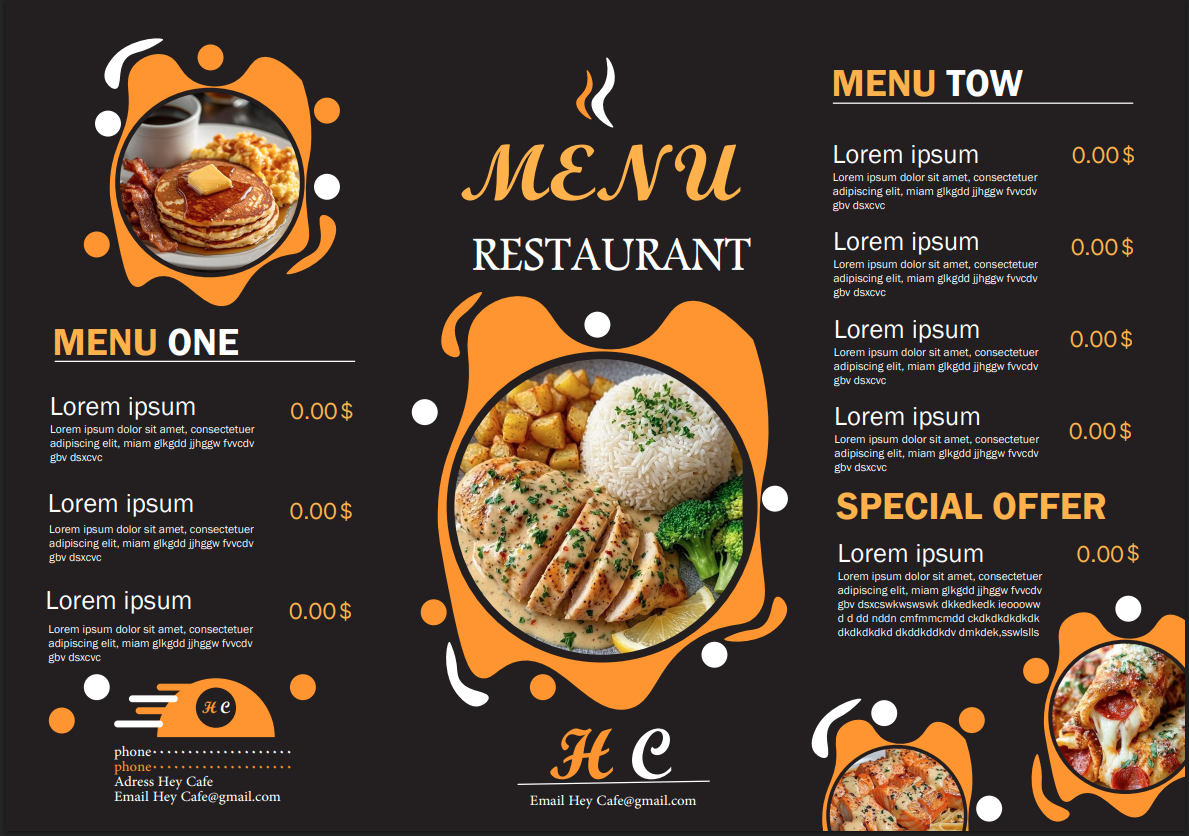 Brochure design — restaurant menu layout